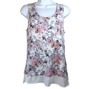 Rose & Olive Womens Soft Medium M Tank Top Stretch Pullover Floral Lagenlook